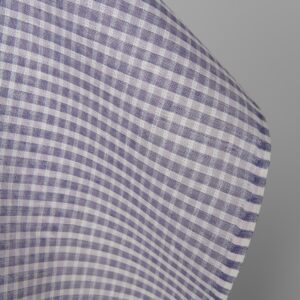 Linen fabric white and violet transparent checks, 150cm