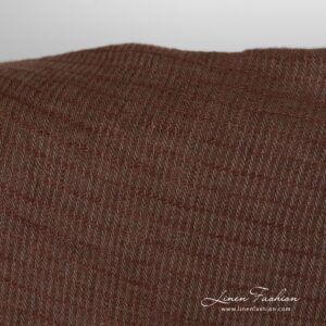 Vasket stripete kyper linstoff i brunt 10 Striped linen fabric in brown color, washed fabric