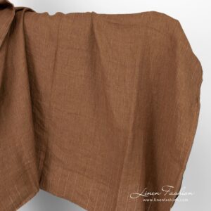 Vasket stripet linstoff brun 9 Striped linen fabric