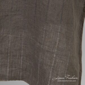 Striped greyish brown linen fabric, origin Lithuania