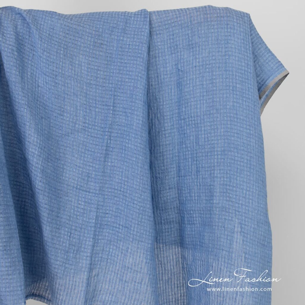 Blue openweave linen fabric