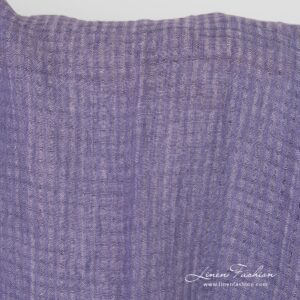 Violet openweave linen fabric in checks