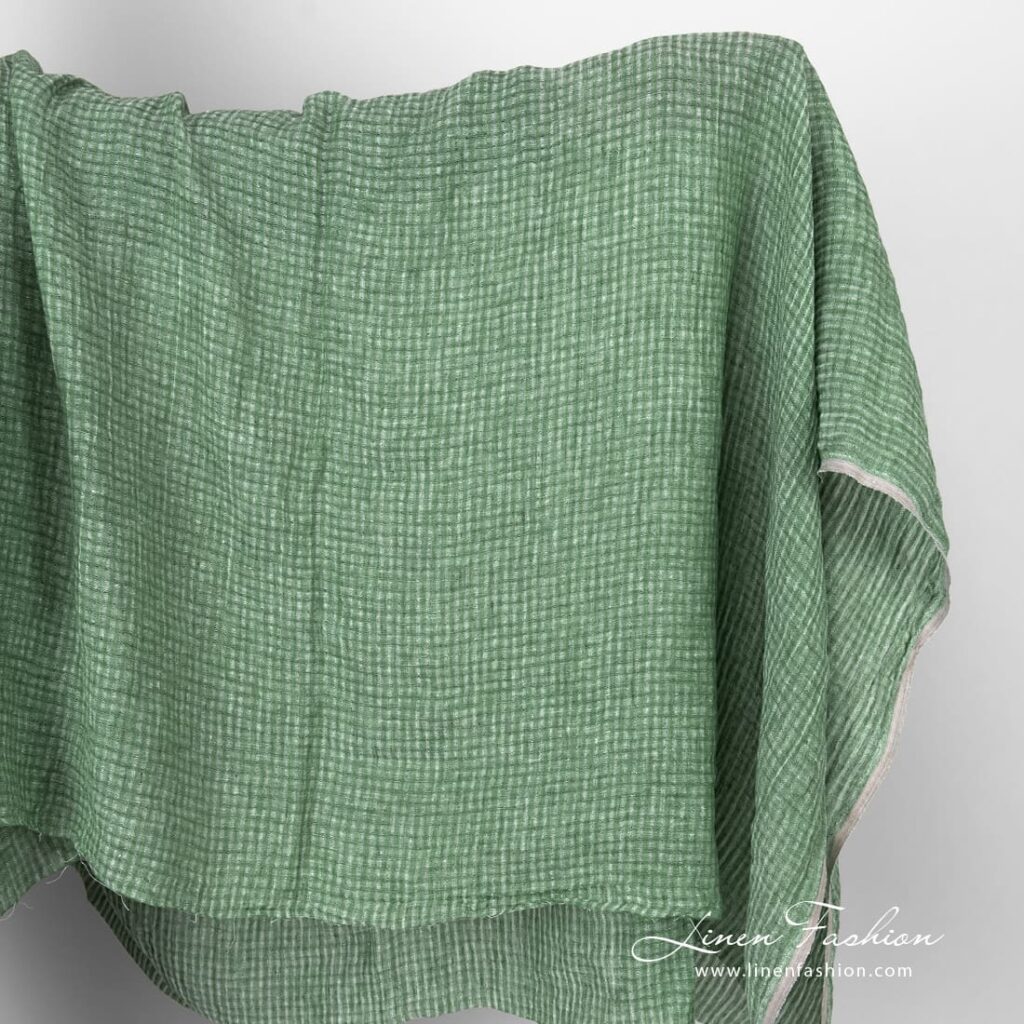 Green openweave linen fabric