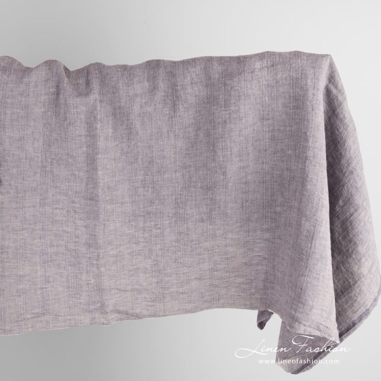 Linen fabric in brown and violet melange