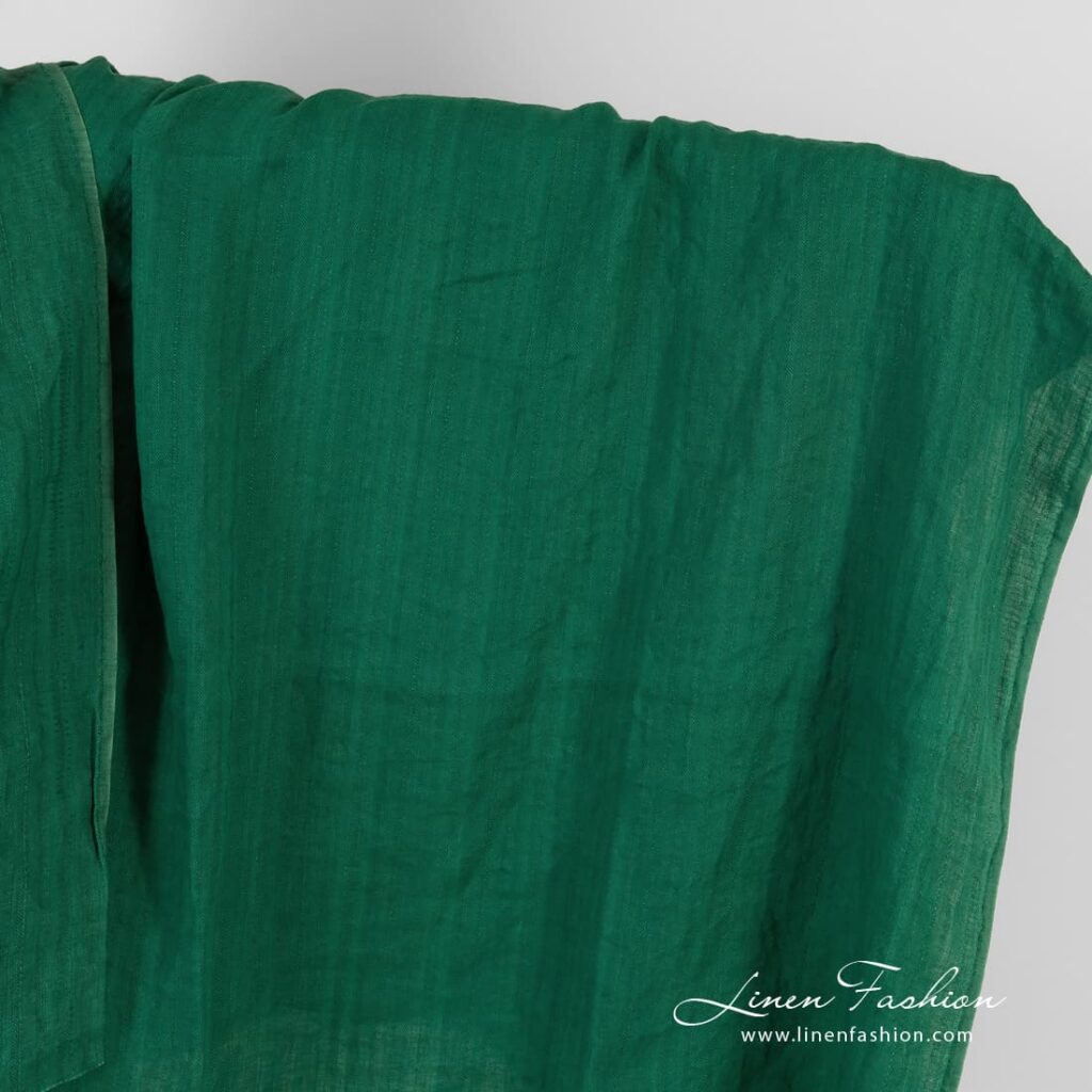 Green linen fabric in twills