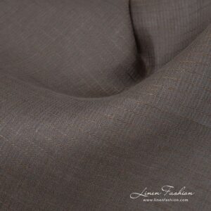 Herringbone grey brown linen fabric.