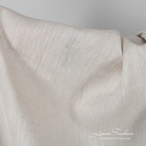 100% linen fabric in sand color, striped.
