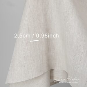 100% linen fabric with azure stripes, white sand color.