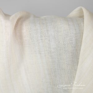 Ecru striped linen fabric.