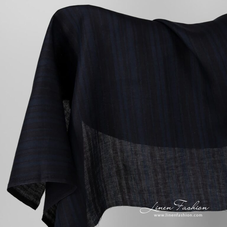 Linen fabric in black navy stripes.
