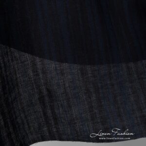 Striped 100% linen fabric in black navy.