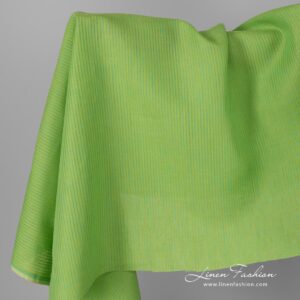 Linen fabric apple green striped.