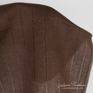 Coffee brown linen fabric with stripes