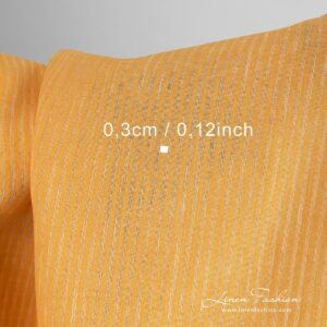 Yellow 100% linen fabric in stripes