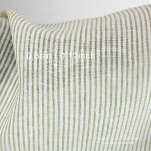 Linen fabric in openweave green stripes