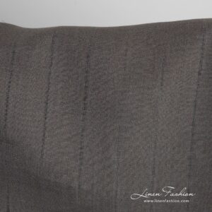 Grey-brown linen fabric in stripes for clothes and home textile