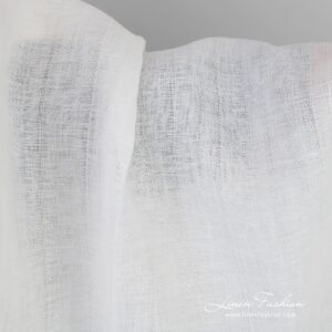 Off-white linen fabric in delicate vertical stripes