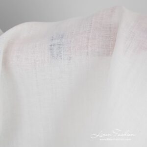 White linen fabric in vertical stripes for clothes and home textile