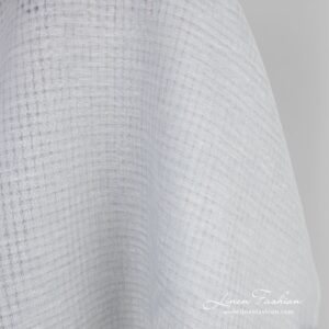 Bluish grey 100% linen fabric in transparent checks