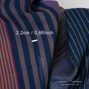 Multicolored 100% linen fabric in stripes