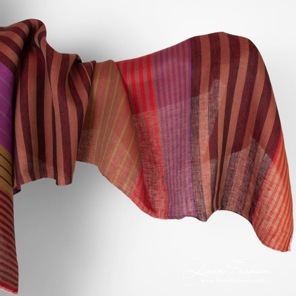 Linen fabric in red stripes