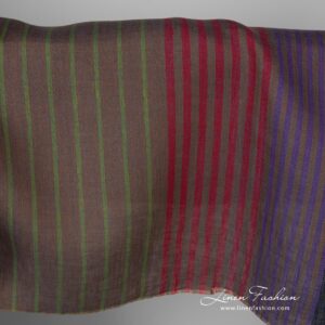 Linen fabric striped brown multicolour not washed