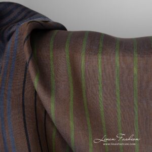 Linen fabric striped brown multicolour 180cm