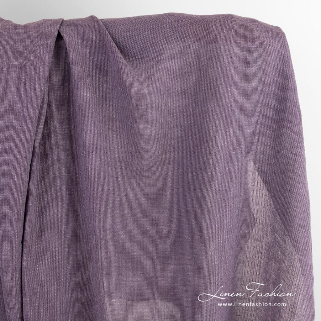 Transparent violet linen cotton fabric