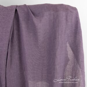 Gjennomsiktig fiolett lin-bomullsstoff vasket 5 Transparent violet linen cotton fabric