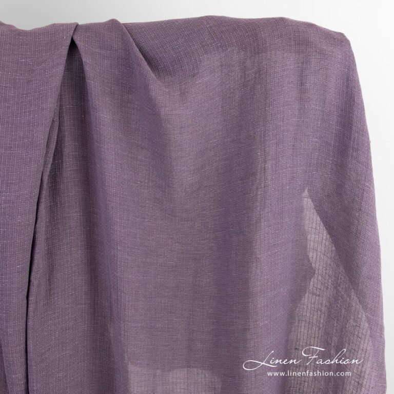 Transparent violet linen cotton fabric