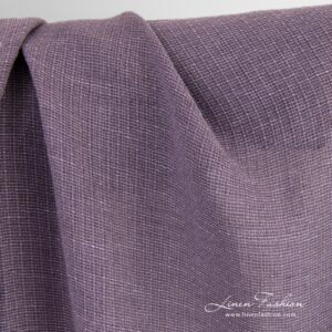 Gjennomsiktig fiolett lin-bomullsstoff vasket 6 Transparent violet linen cotton fabric in stripes