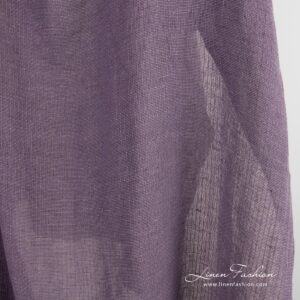Gjennomsiktig fiolett lin-bomullsstoff vasket 8 Violet linen cotton fabric in gauze