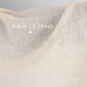 Gjennomsiktig beige vasket lin-bomullsstoff 12 Beige linen cotton fabric, washed