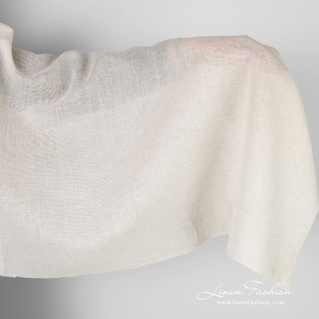 Transparent greyish white linen cotton fabric
