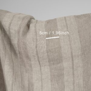 Washed linen fabric two tone beige stripes with measurements