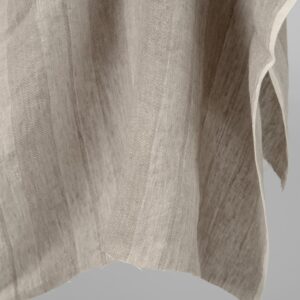 Washed linen fabric two tone beige stripes edge