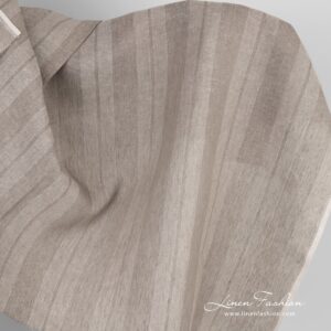 Linen fabric in sand color stripes