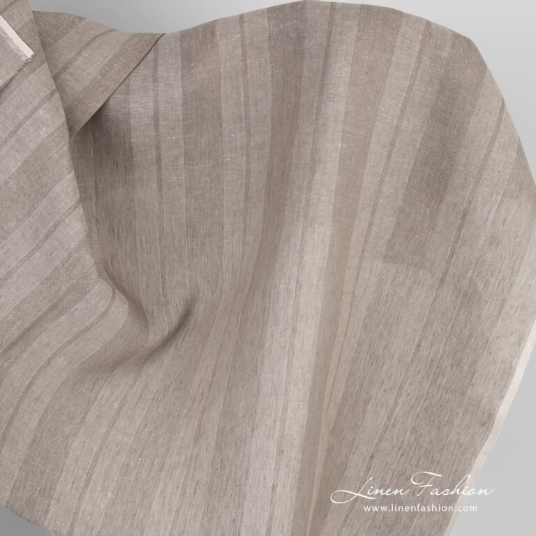 Linen fabric in sand color stripes