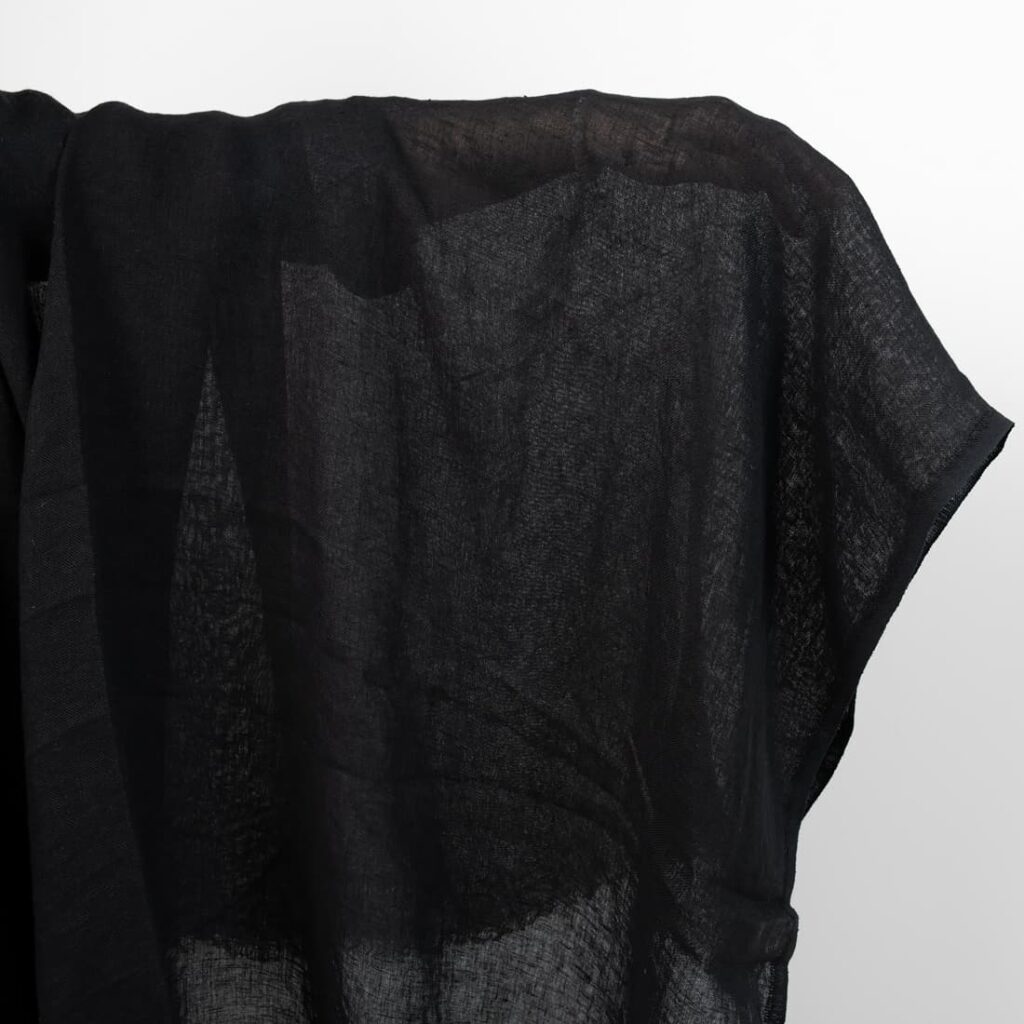 linen gauze washed black fabric