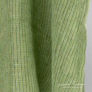 Lime green linen fabric in gauze pattern