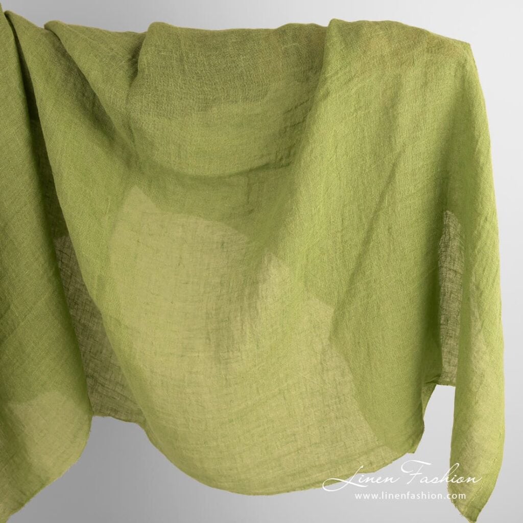 Linen fabric in lime green color