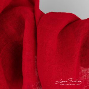 Transparent linen fabric in red