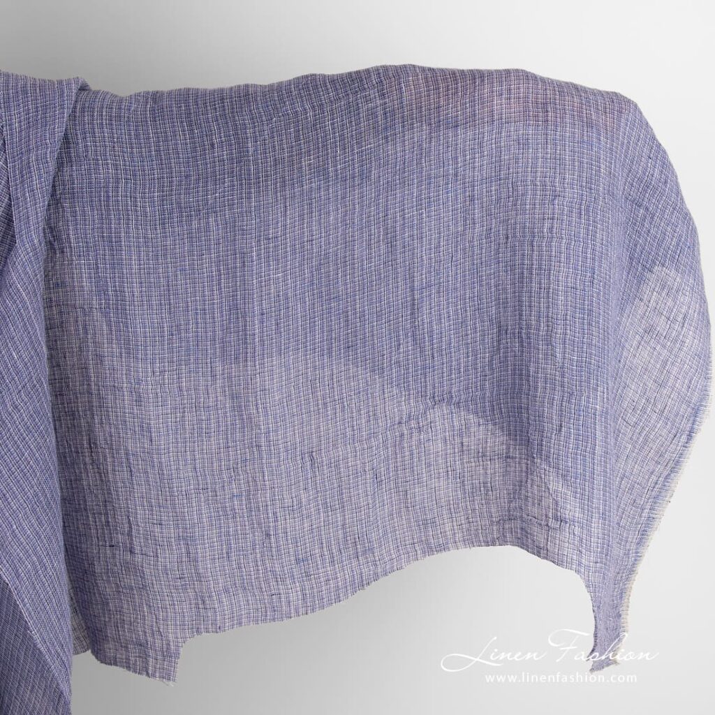 Gjennomsiktig fiolett linstoff vasket flerfarget 1 Transparent violet linen fabric