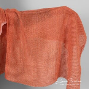 Gjennomsiktig linstoff i oransje melange vasket 9 Transparent linen fabric in orange melange, washed