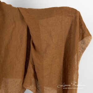 Transparent linen fabric in brown color