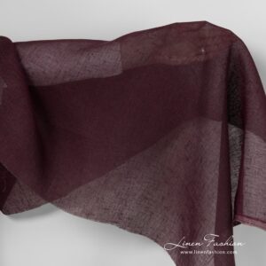 Burgundy gauze linen fabric.