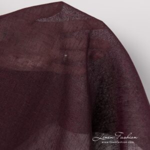 Gauze 100% linen fabric in burgundy colour.