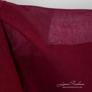 100% linen fabric in dark red colour.