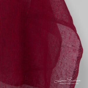 Gauze 100% linen fabric in dark red.