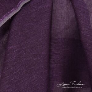 Transparent 100% linen fabric in eggplant colour.